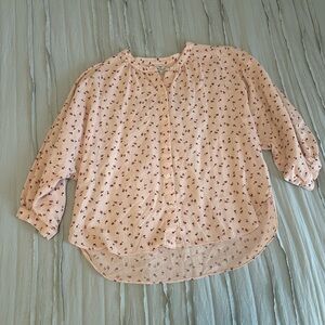 Madewell Floral Pink Blouse | Size M